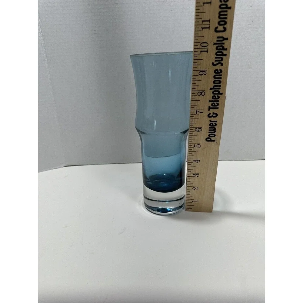 Blue Ombre Art Glass Vase Bo‎ borgstrom Hand Blown Mid Century MCM Weighted Base